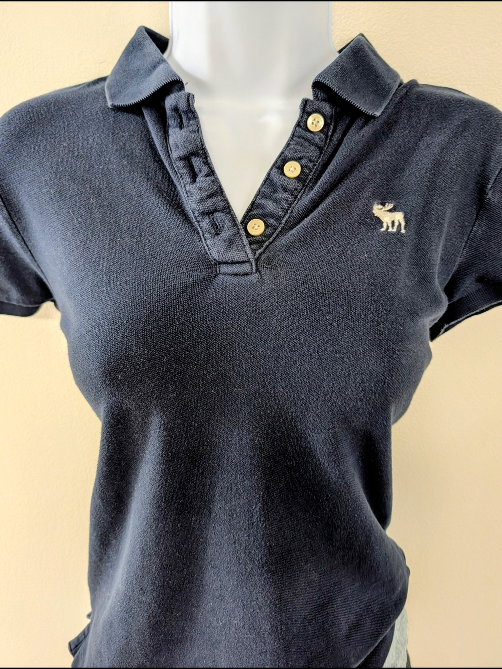 Abercrombie & Fitch Y2K Navy Blue Woman's Prep Polo T - Picture 2 of 4